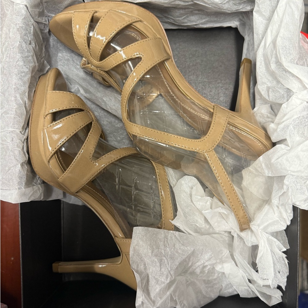 Tahari Tan Strappy Heels